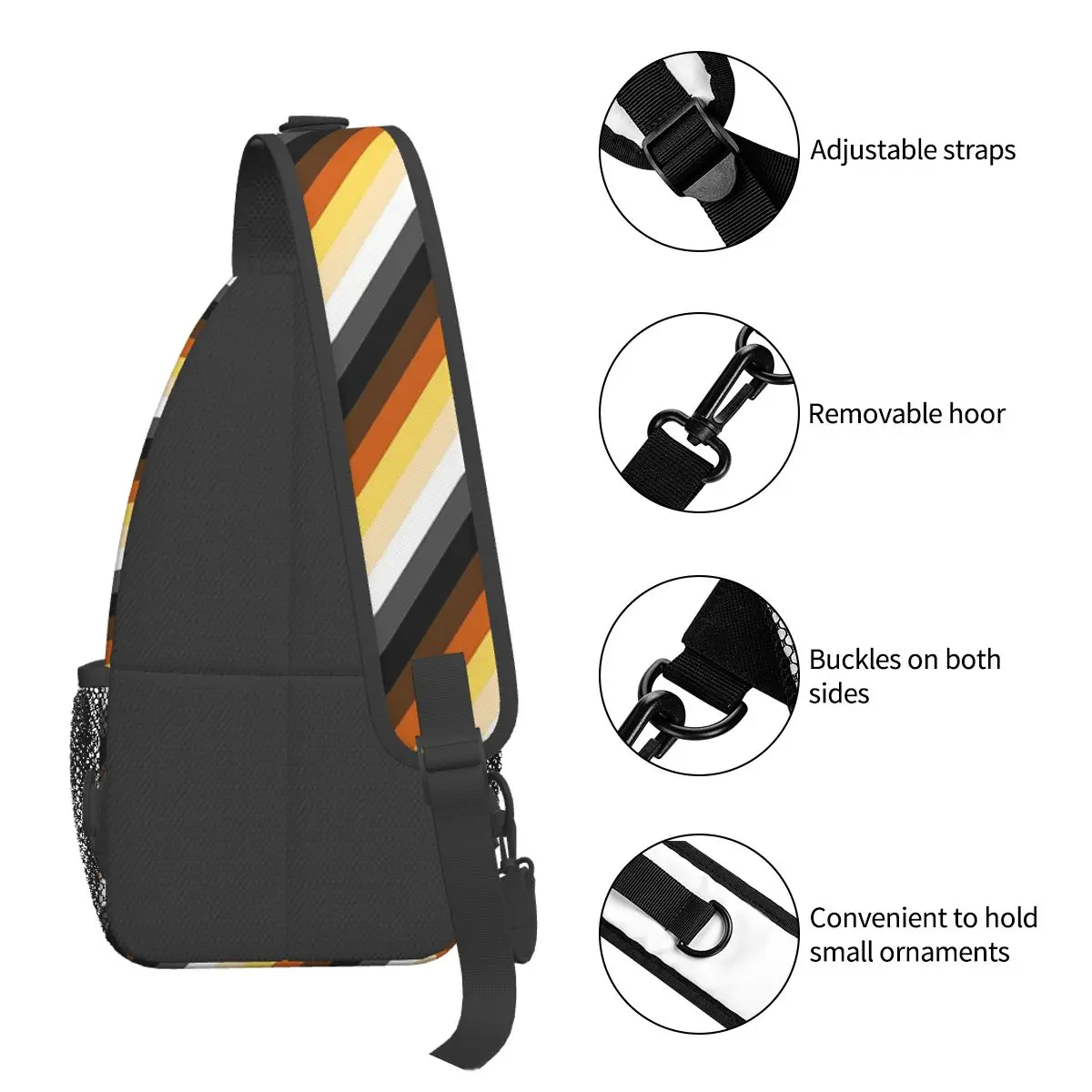مثلي الجنس فخر العلم شريط LGBT GLBT مثليه حقيبة صدر للرجال الرجال الرافعة Crossbody على ظهره حقيبة صدر للرجال السفر التنزه Daypack حقيبة كتف