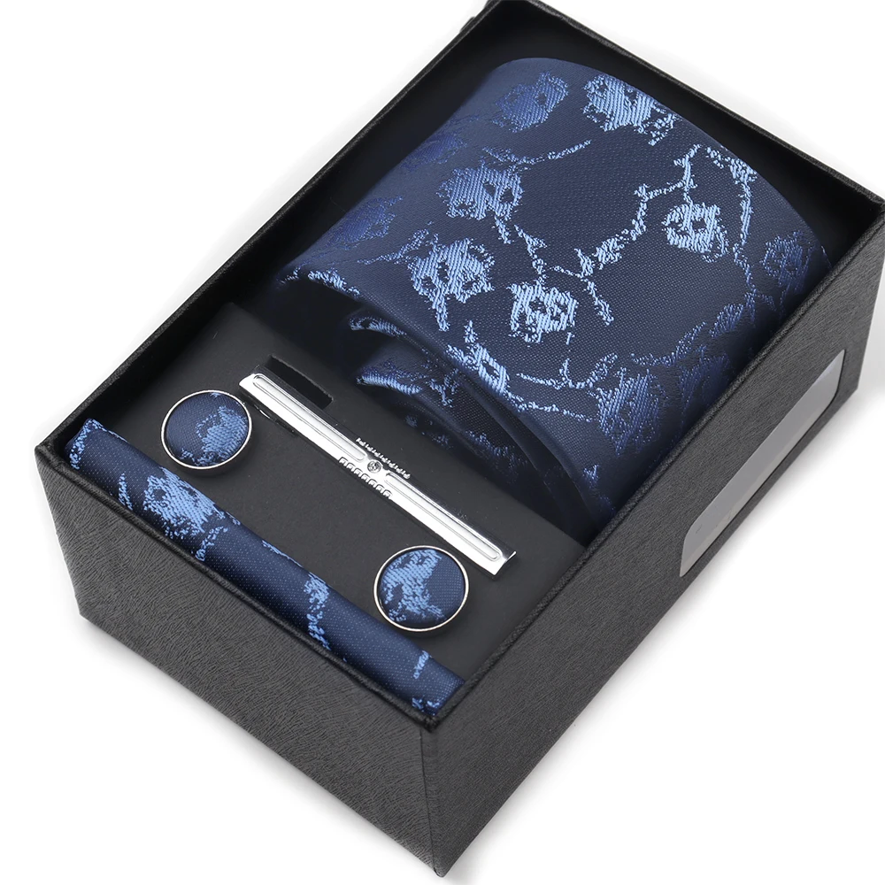 Pocket Square Cufflinks Set Tie Set Box for Men, Gift Box