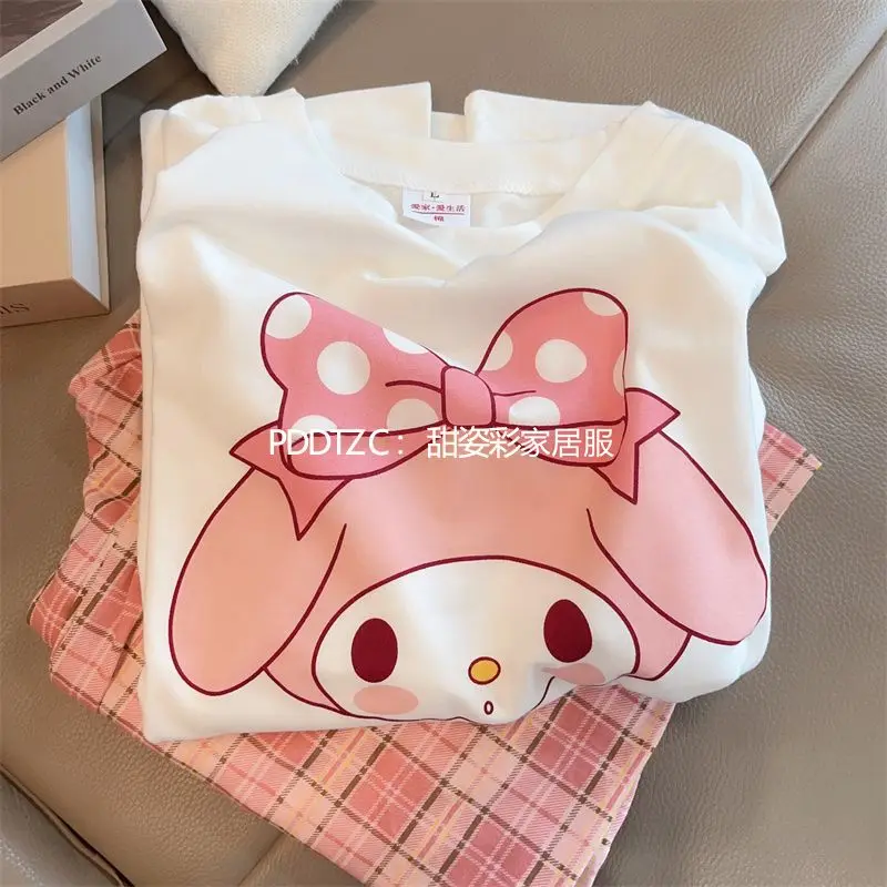

Sweet Hello Kitty My Melody Anime Kawaii Sanrio Short Sleeve Long Pants Pajamas Ins Cute Pochacco Home Wear Cloth Girls Gifts
