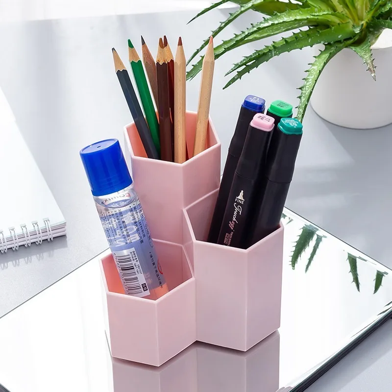 1pc Pen Container Storage Box Children Desk Storage Pen Holder 4 Compartments Desktop Shelf Brush Pen Organizer Holder Pen Gift