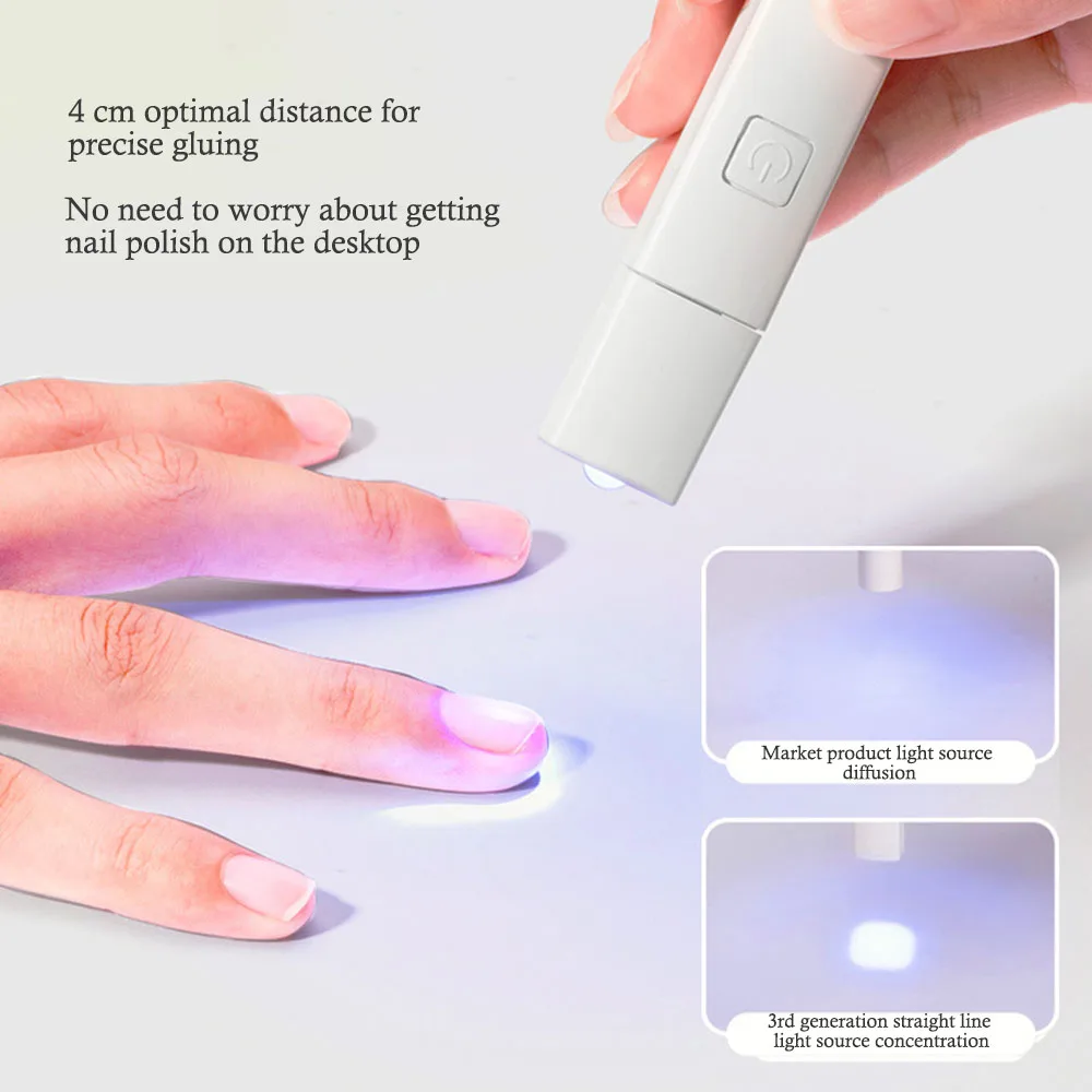 Mini sèche-ongles professionnel sans fil portable, lampe de manucure LED UV, lampe de poche, stylo, support de téléphone