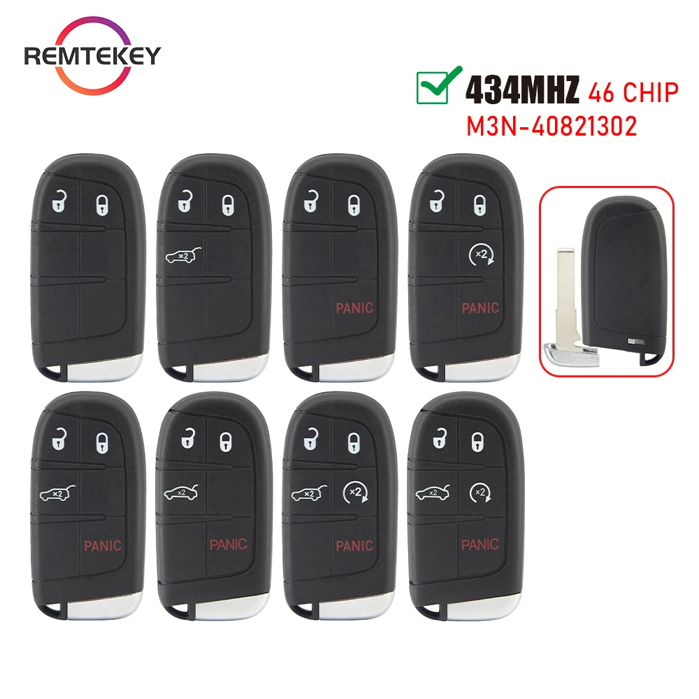 

REMTEKEY Smart Car Key Remote Control Fob 433Mhz 4A-Chip Keyless Go for Jeep Renegade Compass C-CUV Trailhawk SIP22 Blade