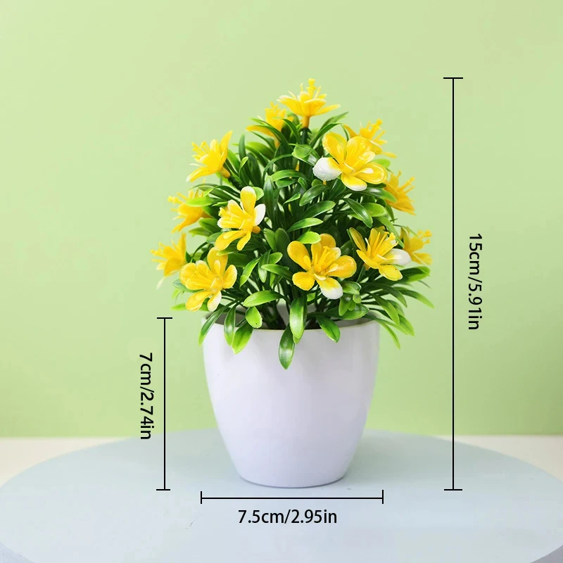 4er-Set Kleine Künstliche Pflanzen Mit Blüten – Mini Kunstpflanzen Für Wohnzimmer, Bad & Balkon, Pflegeleicht & Immergrün
