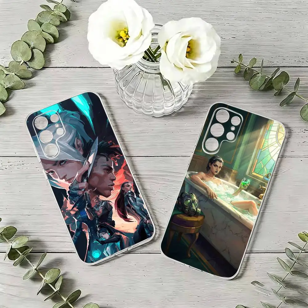 V-Valorant Game  Phone Case For Samsung S21 S20 Ultra Plus FE S10 Transparent Silicone Phone Cover