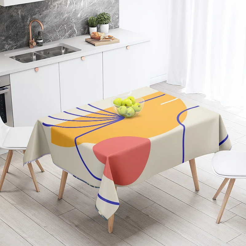 مجردة هندسية مفرش المائدة مقاوم للماء مقاومة للبقع الطرف الديكور مطعم مقهى طاولة طعام مفارش المائدة 140X200cm