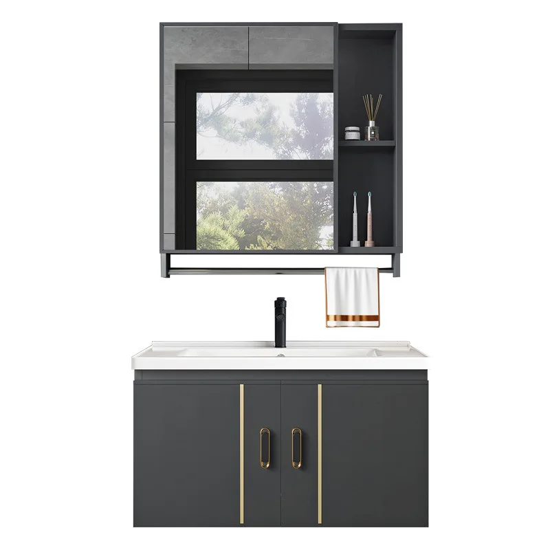 

Modern simple wall-mounted bathroom cabinet wash basin combination small apartment integrated ceramic basin toilet wash basin