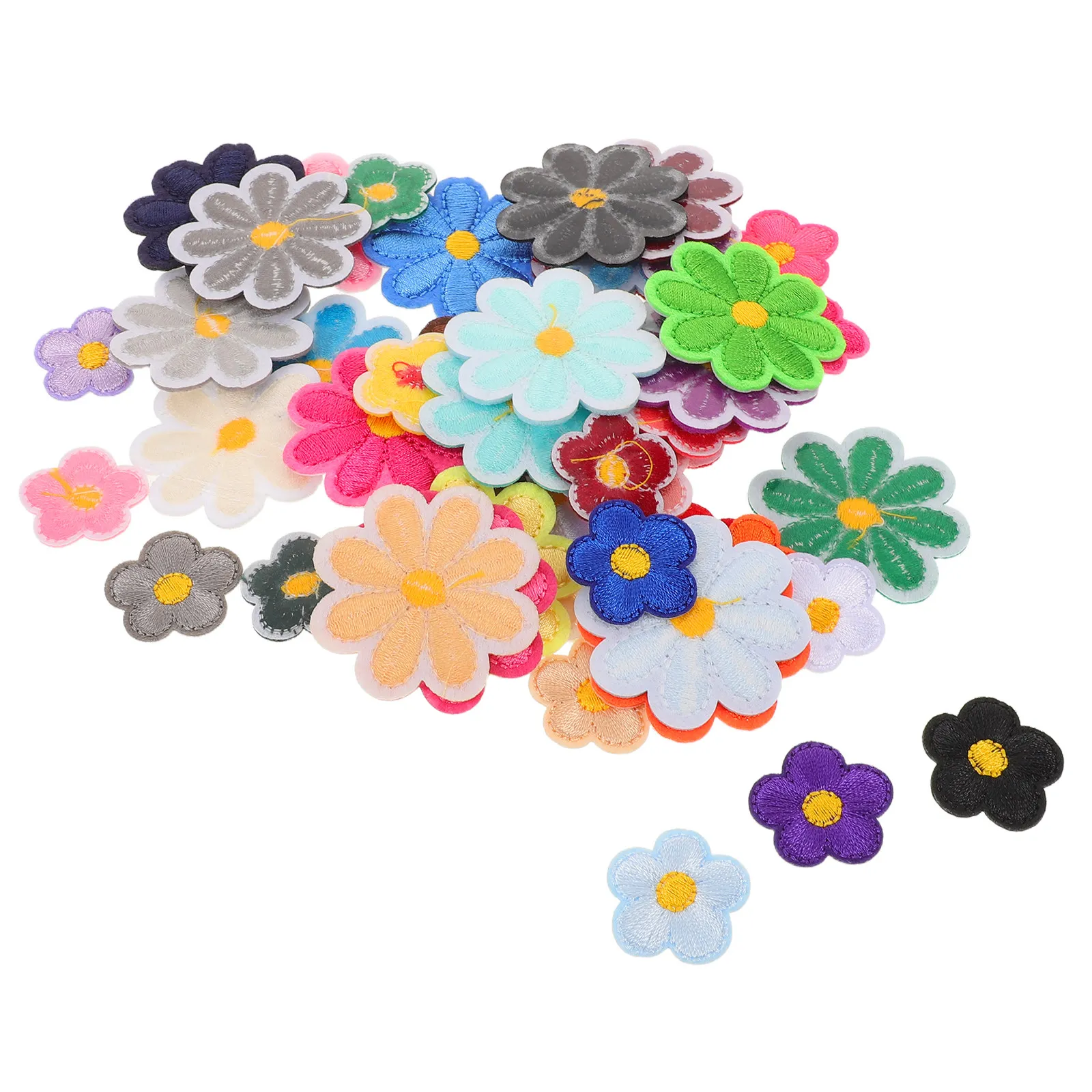 

50 шт. нашивок-аппликаций с вышивкой в виде подсолнухов, термоклеевые вышитые нашивки для одежды, рюкзаков, курток, для ремонта и декора своими руками