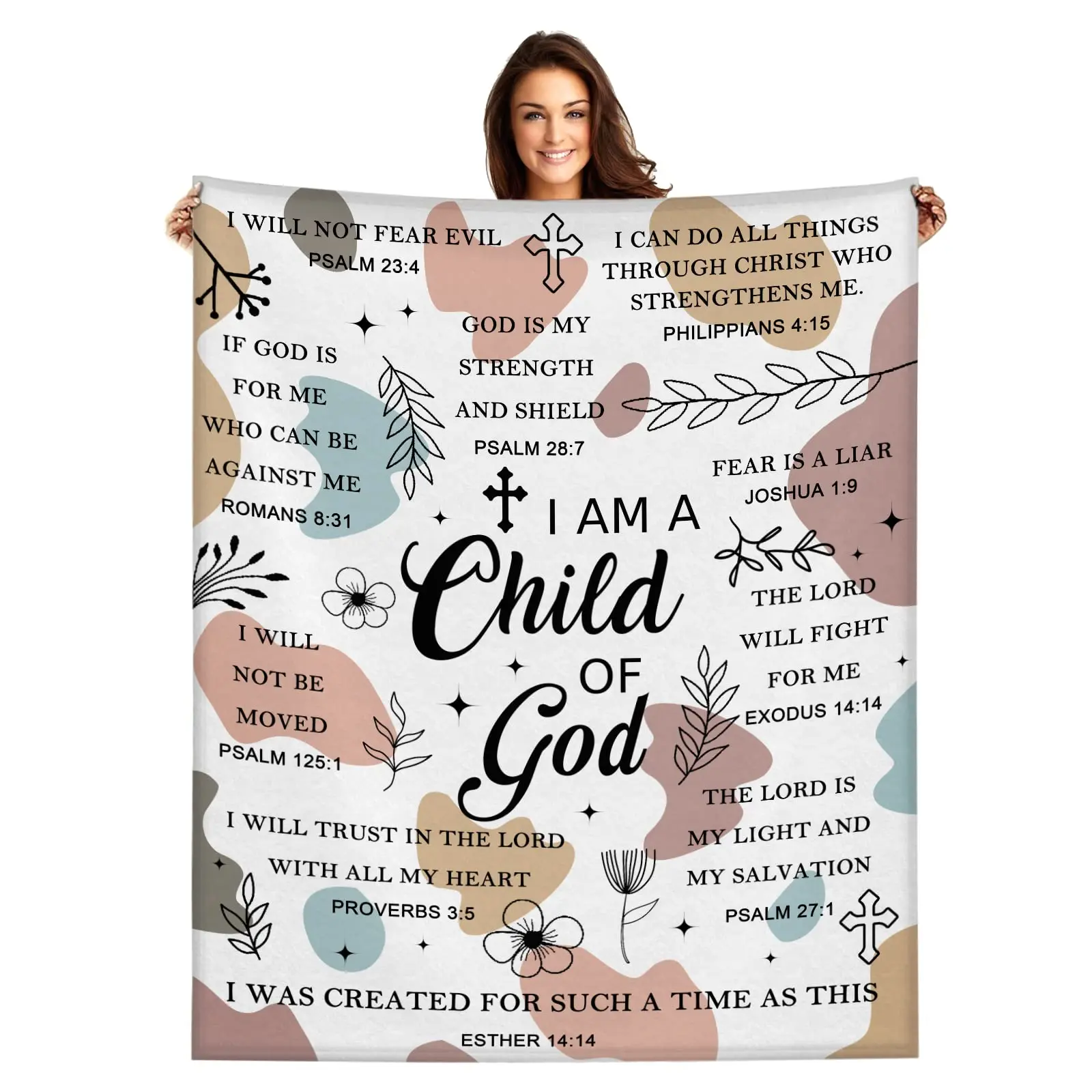 Floral Scripture Throw Blanket Girls Women Bible Verse Blanket Sympathy Prayer Blankets Religious Christian Inspirational Decor