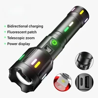Long Range LED Flashlight High Power Spotlight Fluorescent Absorbing Film Luminous Colorful Zoom Flashlight Camping Emergency 2