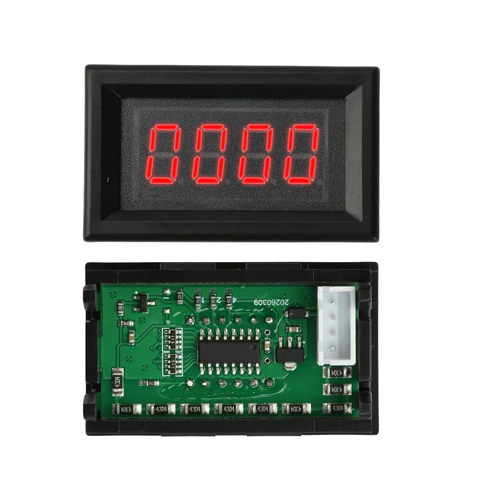 DC 5–12V 0.56-inch Four-Digit LED Digital Display DC Dual-Range High-Voltage Voltmeter, 0–100V/100–3800V Voltmeter