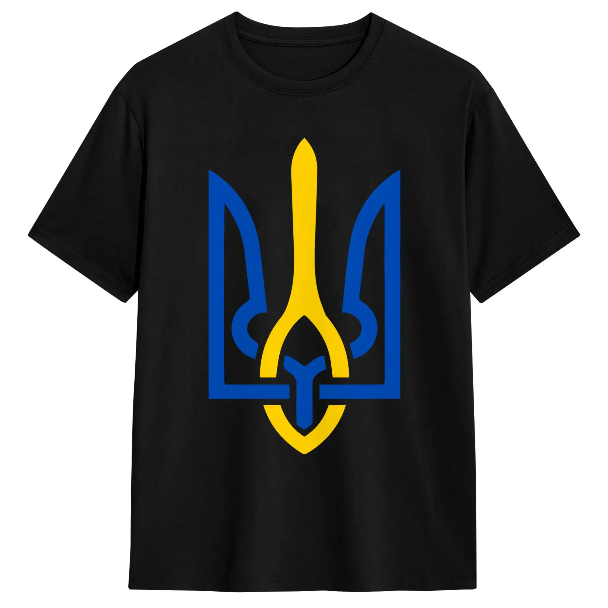 Amazing Two-Tone Ukraine Tryzub Coat of Arms T-Shirts for Men Pure Cotton T Shirts  Short Sleeve Tee Shirt Plus Size Clothing