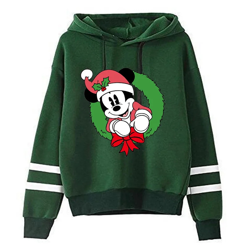 Fashion Cute Hoodie Christmas Minnie  Disney Sweatshirt Clothes Girl Boy Mickey Mouse Hoody Top Hoodies Kawaii Harajuku Cartoon