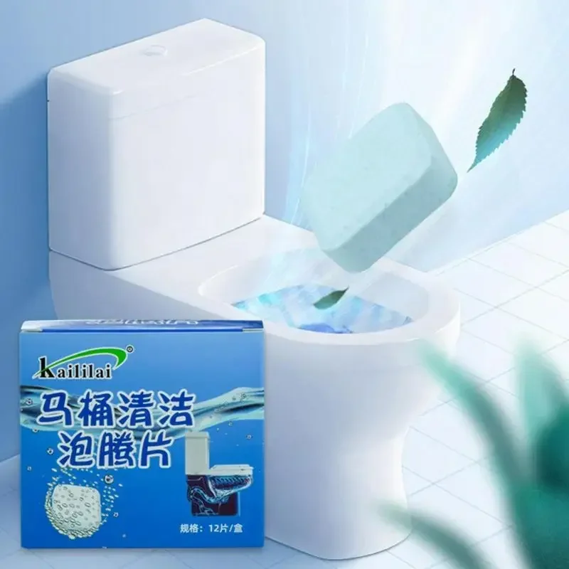 12Pcs Toilet Tablets Automatic Flushing Blue Bubble Toilet Bowl Cleaner Concentrated Toilet Cleaning Tablets Long Lasting Toilet