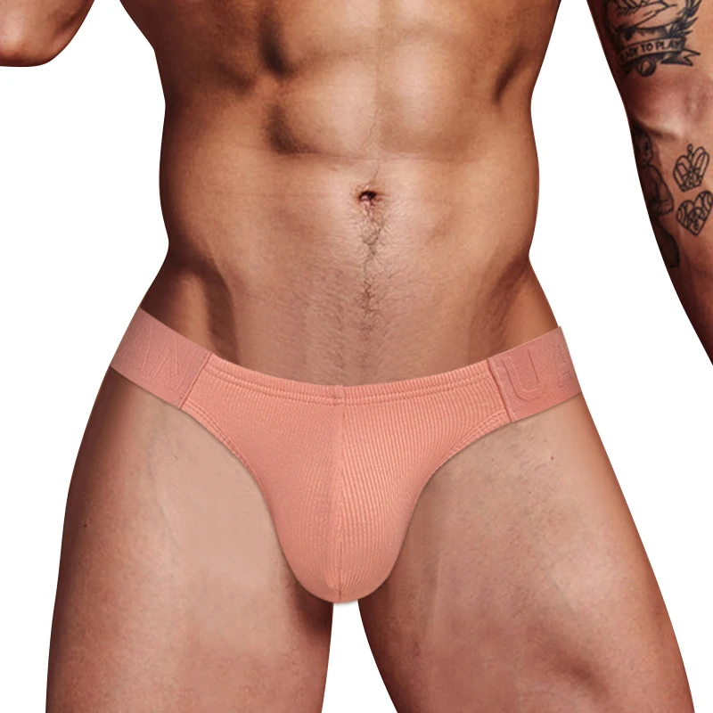 Briefs Men's Triangle Pants with Thread Cotton Embossed Design Waistband, Classic and Simple Youth Underwear
