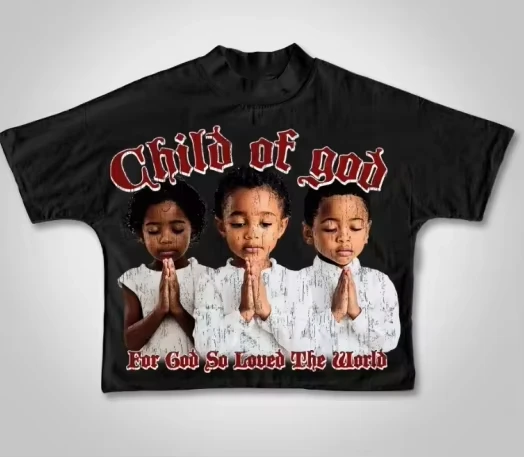 Sopula Child of God Children'S Prayer Graphic Print Cropped T-Shirts European American Style Vintage Alphabet Pattern T-Shirt