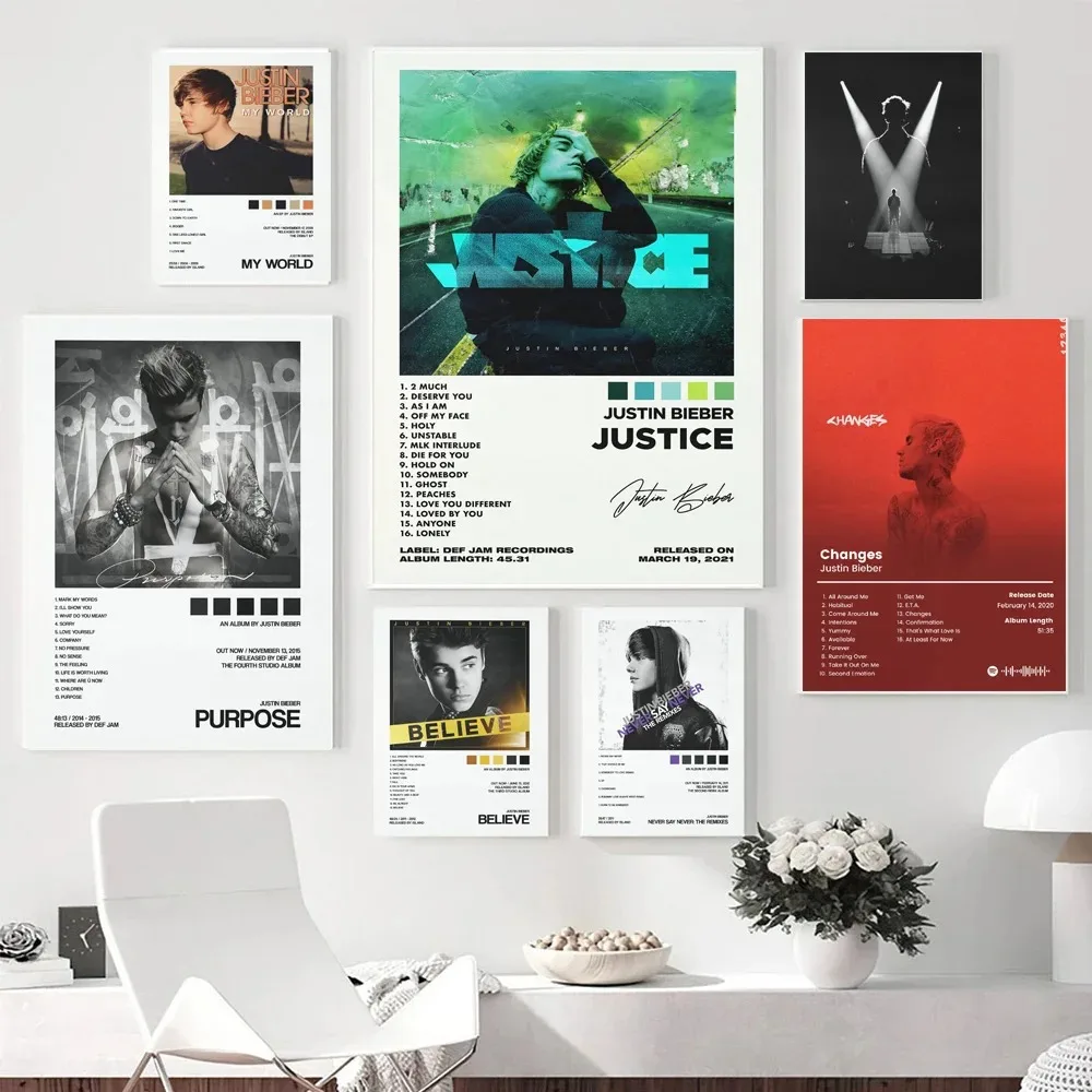 Justin Bieber Justice Music Star Album Cover Tracklist Poster Prints Wall Art Canvas Painting Picture Photo Gift Room Home Decor