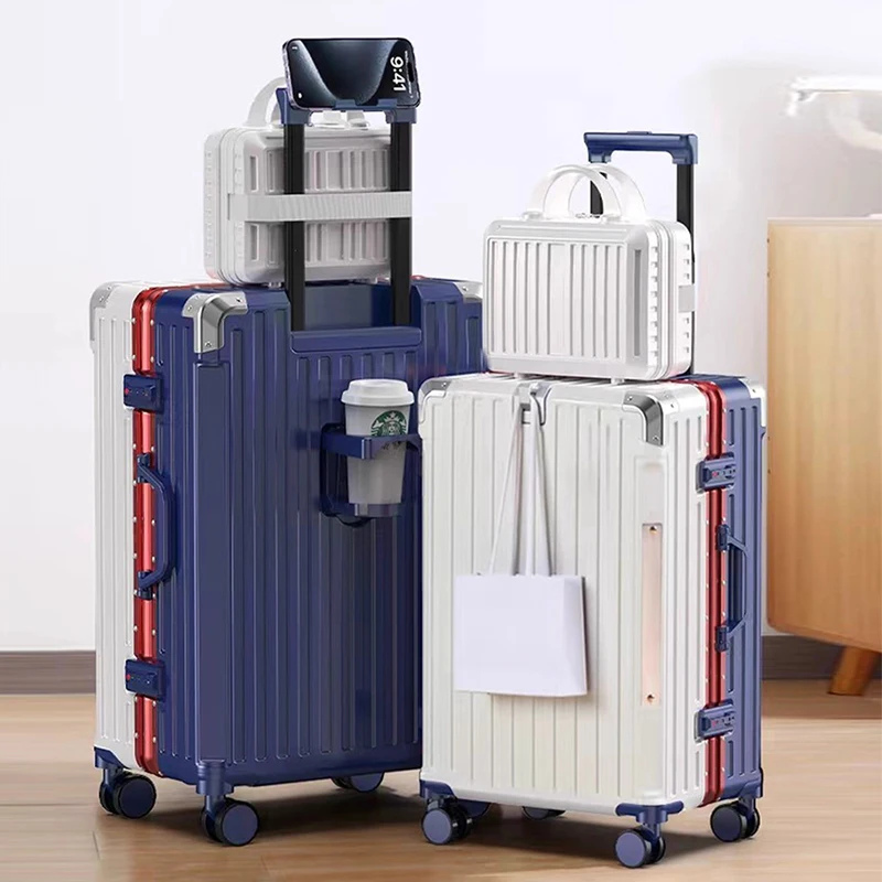 

Набор чемоданов с алюминиевой рамой 20-30 дюймов, утолщенный корпус из поликарбоната, 20-дюймовый маленький чемодан для ручной клади с кодовым замком, дорожный чемодан.
