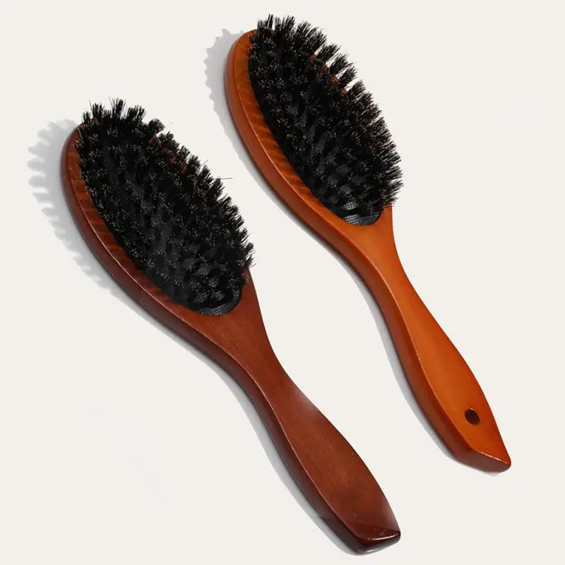 Natural Boar Bristle Hairbrush Massage Comb Anti-static Hair Scalp Paddle Brush Beech Wooden Handle Hair Brush Comb Styling Tool