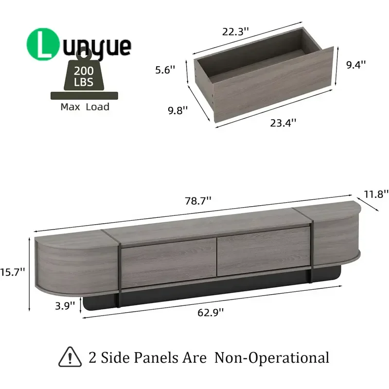 Modern Wooden TV Cabinet with Large Storage Drawers Eco Friendly Entertainment Center for Living Room