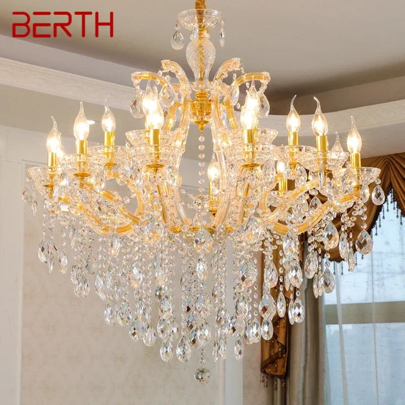 

BERTH Luxurious Candle Pendent Lamp European Style Crystal Lamp Living Room Restaurant Villa Duplex Building Chandelier