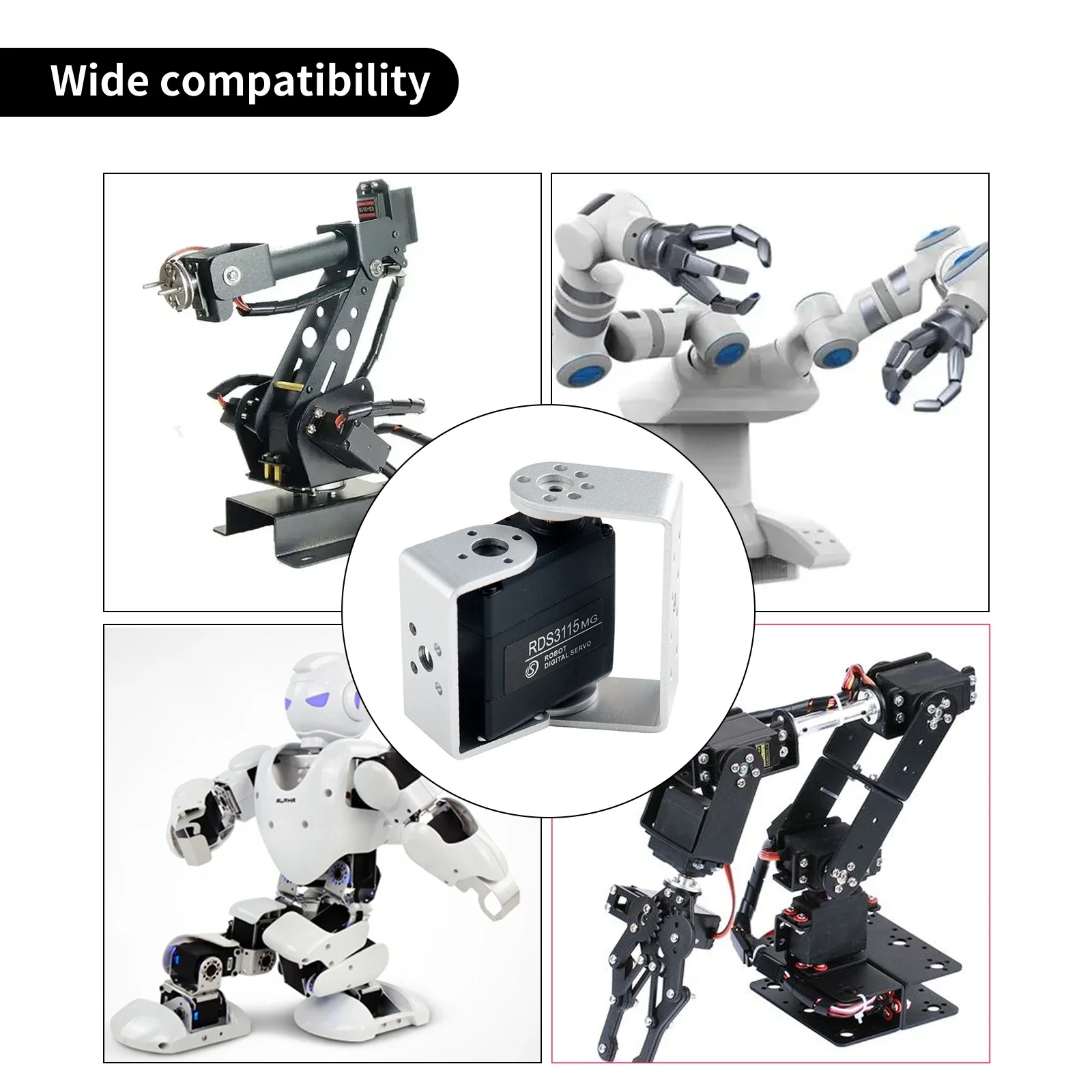 1PCS/4PCS 17KG 2 축 RDS3115MG 디지털 서보 180/270도 모터 금속 기어 브래킷 서보 RC 로봇 용 전원 부품