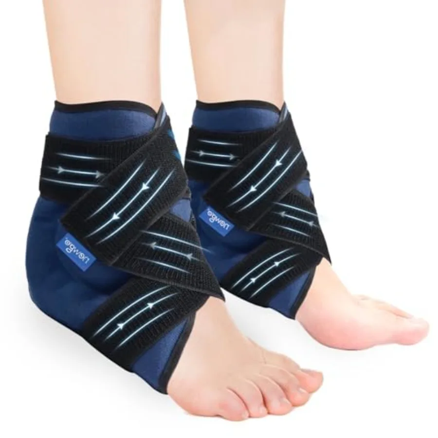 

Gel Ice Pack Wrap for Ankle and Feet - Reusable Hot and Cold Therapy Wrap for Pain Relief, Swelling, Plantar Fasciitis, Achille