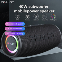 40W ZEALOT S56 Wireless Speakers - 24 Hours Playtime, EQ Mode, Dual Pairing, 8000mAh Battery, Loud Stereo, Booming Bass.