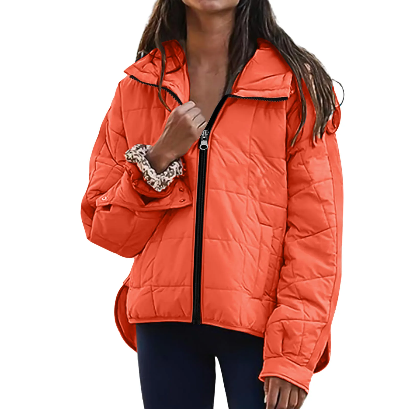 Chaquetas De Invierno Mujer Novo Em Casacos E Jaquetas Solid Color Flared Hooded Long Sleeve Zipper Cotton Jacket For Women 2025