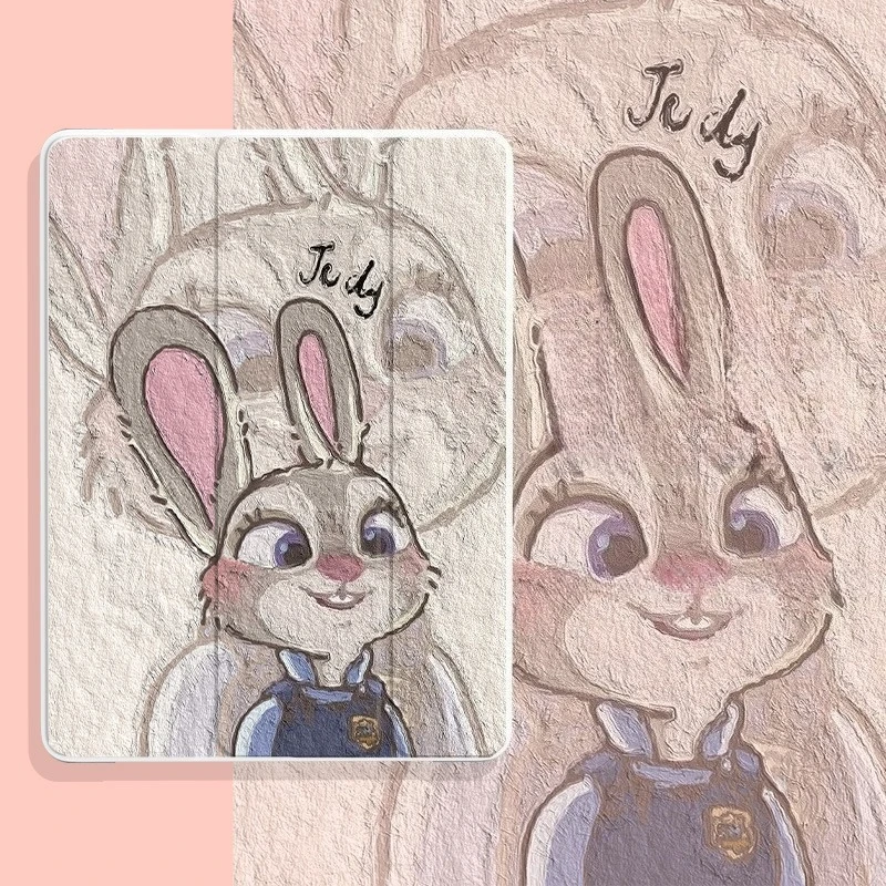 

Cartoon Judy Rabbit Tablet Case for Ipad 2025 Air7 11th A16 11in Case Mini7 8.3 10th 9th 8th 10.2 5th 9.7in Cute Nick Fox Cover