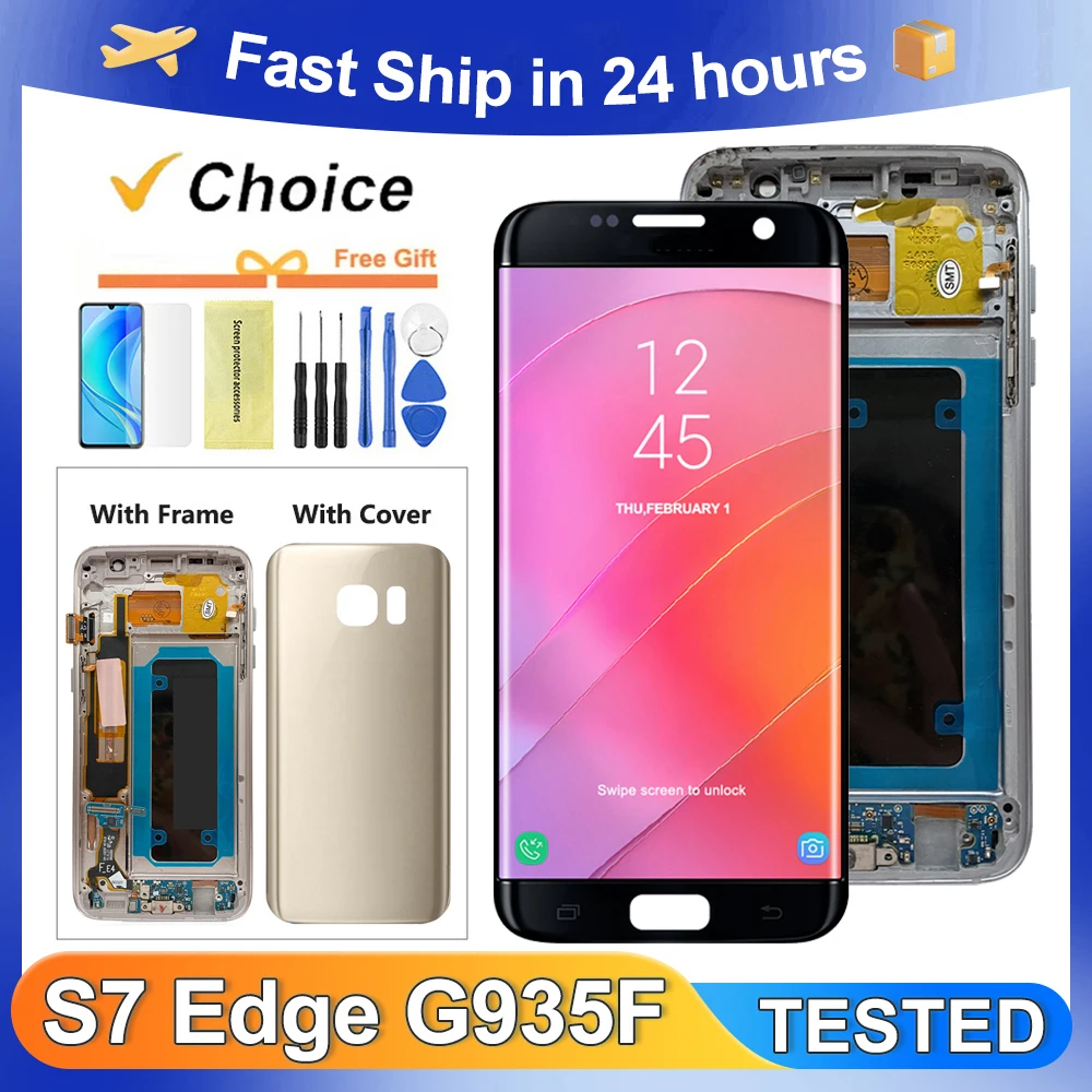 5.5 ''OEM S7 Edge Para Samsung S7 EDGE G935 G935F Display LCD Touch Screen Digitador Assembléia Substituição