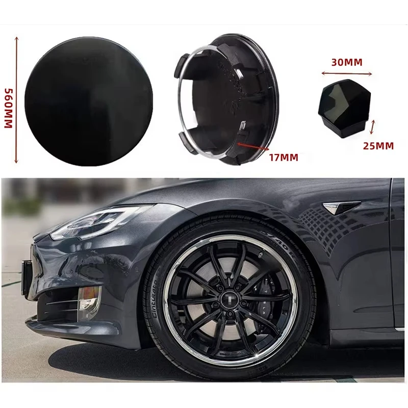 Tesla Dust-proof Cover Wheel Conversion Kit Car Wheel Hubcap Center Cap andTire Cap Screw Cap Accessories for Tesla Model S/3/Y