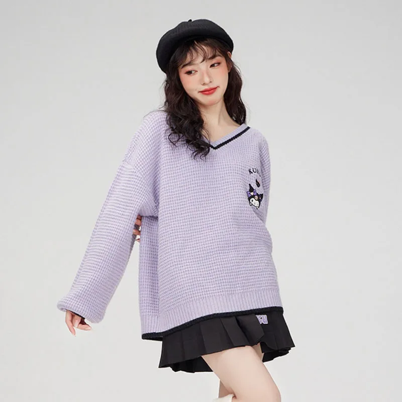 Sanrios Cinnamoroll Sweater Y2K College Style Tops Female Melody Sweet Pullover Knitted Sweatshirts Autumn Trend Women's Clothes