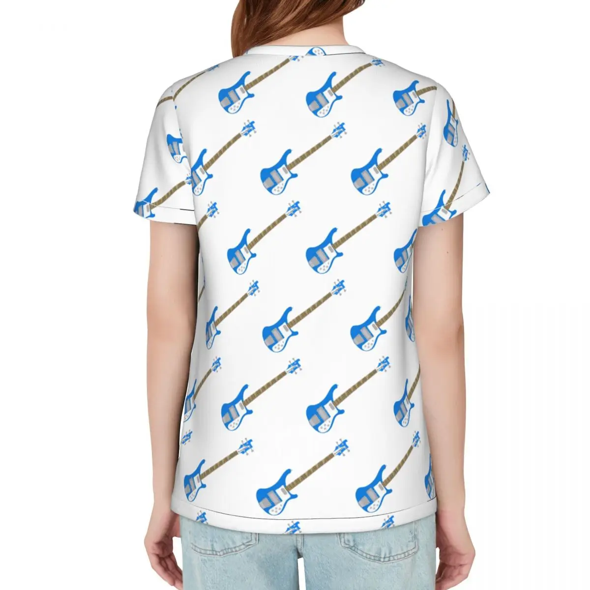 Left-Handed Rickenbacker 4001C FLCL Bass Guitar T-Shirt Women Short Sleeve T Shirts Round Neck Streetwear Cotton Summer Tees view 3