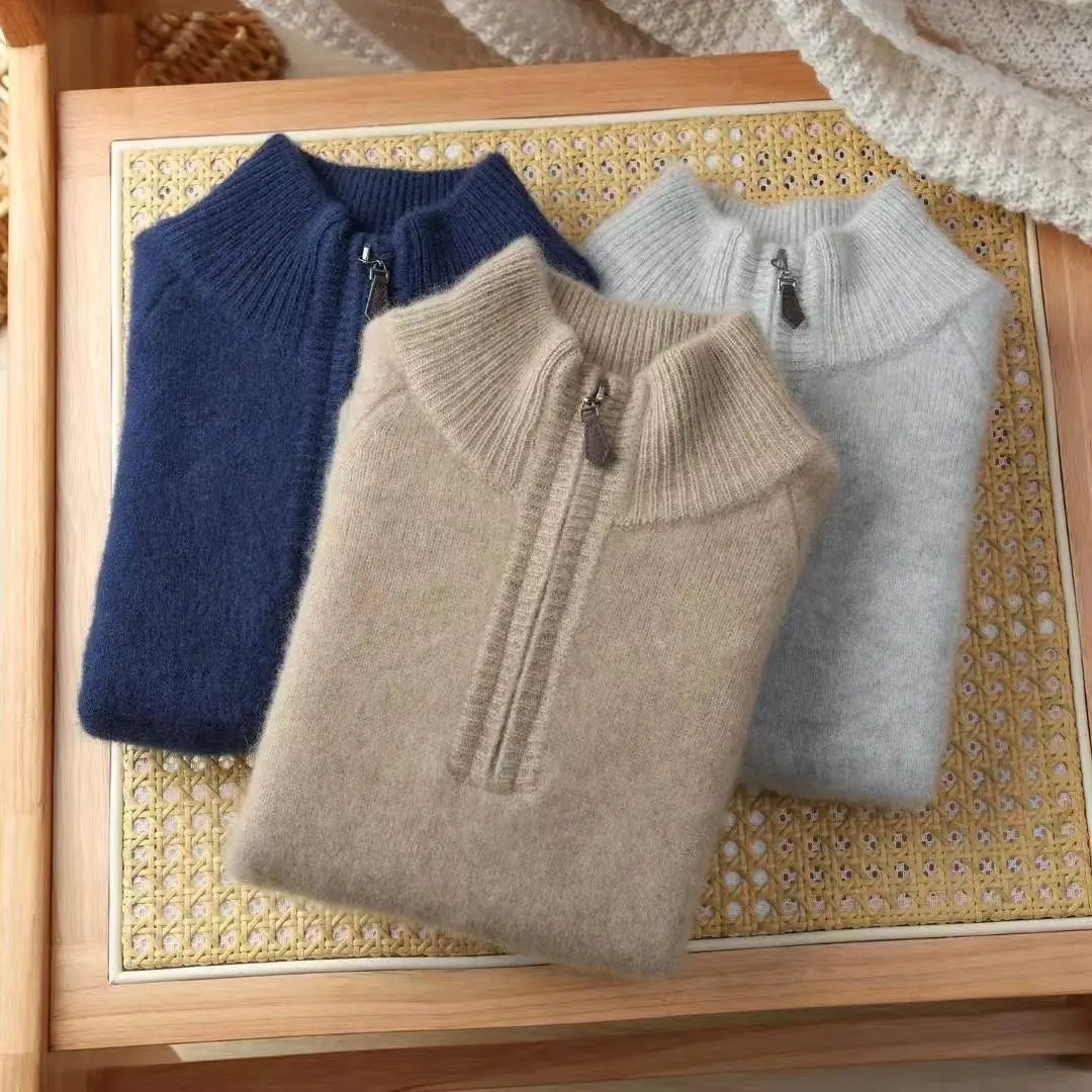 100% Wool Children's Boys Sweater Turtleneck Half Zip Thickened Bottoming Jumper Boys Girls Autumn Winter Cashmere Knitted Tops