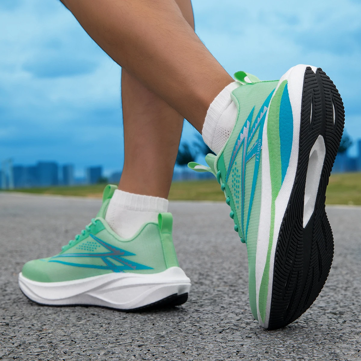 Klassische schwarze Herren-Laufschuhe, Schnür-Sportschuhe, lässige Sneaker, atmungsaktive, bequeme Sportschuhe für Damen, Outdoor-Wanderschuhe – Detail 9