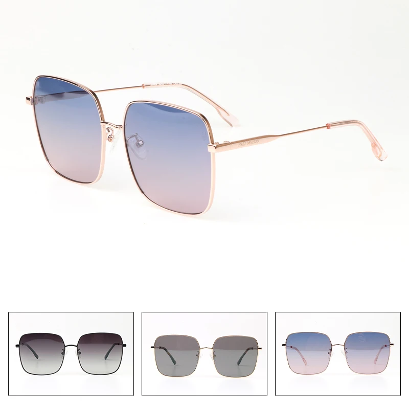 Basames Big Size Polarized Sunglasses for Men Women Concise Style Square Sun Glasses Full Frame Metal Shades Designer Eyewear