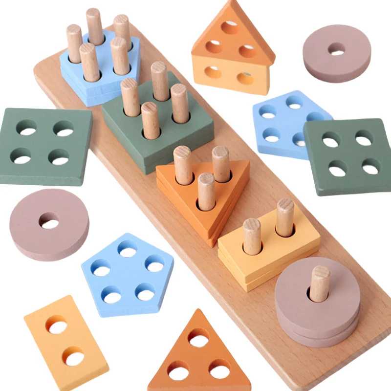 Montessori Wooden Color Sorting Stacking Toys Makron Puzzle For Toddlers And Kids Preschool Fine Motor Skill Toy For 1 Years