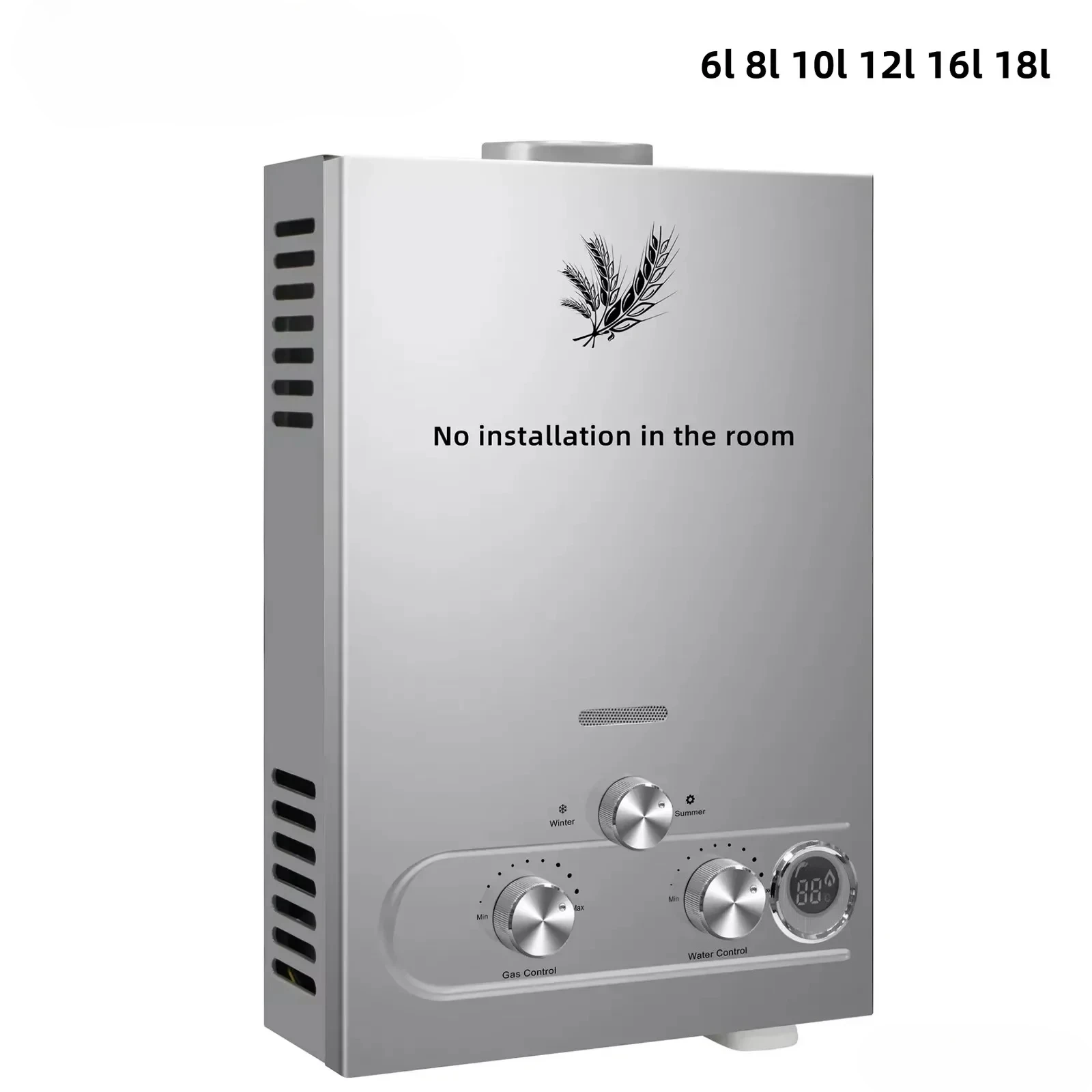 SIHAO LPG Propane Butane Liquefied Petroleum Gas Water Heater 6L 8L 10L 12L 16L 18L Boiler Heater for Home Camping RV Outdoor Hot Water Heating System Appliance SIHAO