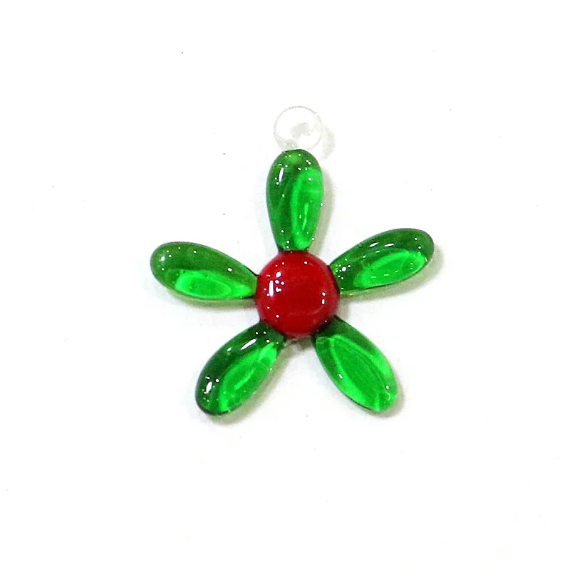 2PCS New Hanging Cute Glass Flower Mini Ornaments Wedding Party Fairy Garden Xmas Decor Pendant DIY Jewelry Necklace Accessories