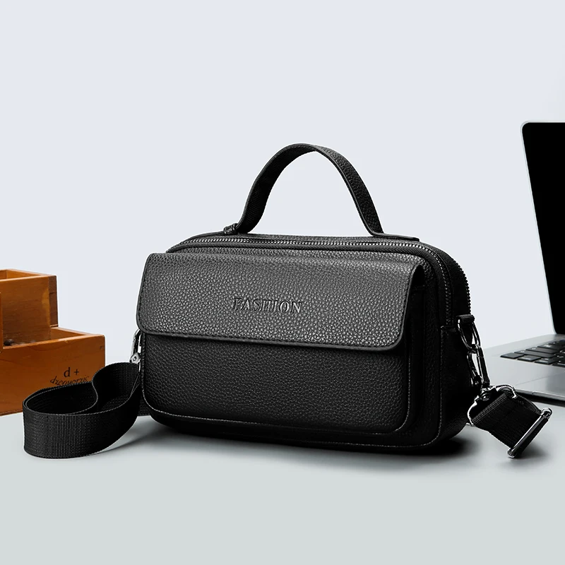 2026 New Men's Multi-Pocket Large Capacity Leather Clutch Bag Versatile Shoulder Bags Portable Commuter Wallet Mobile Phone Bag view 2