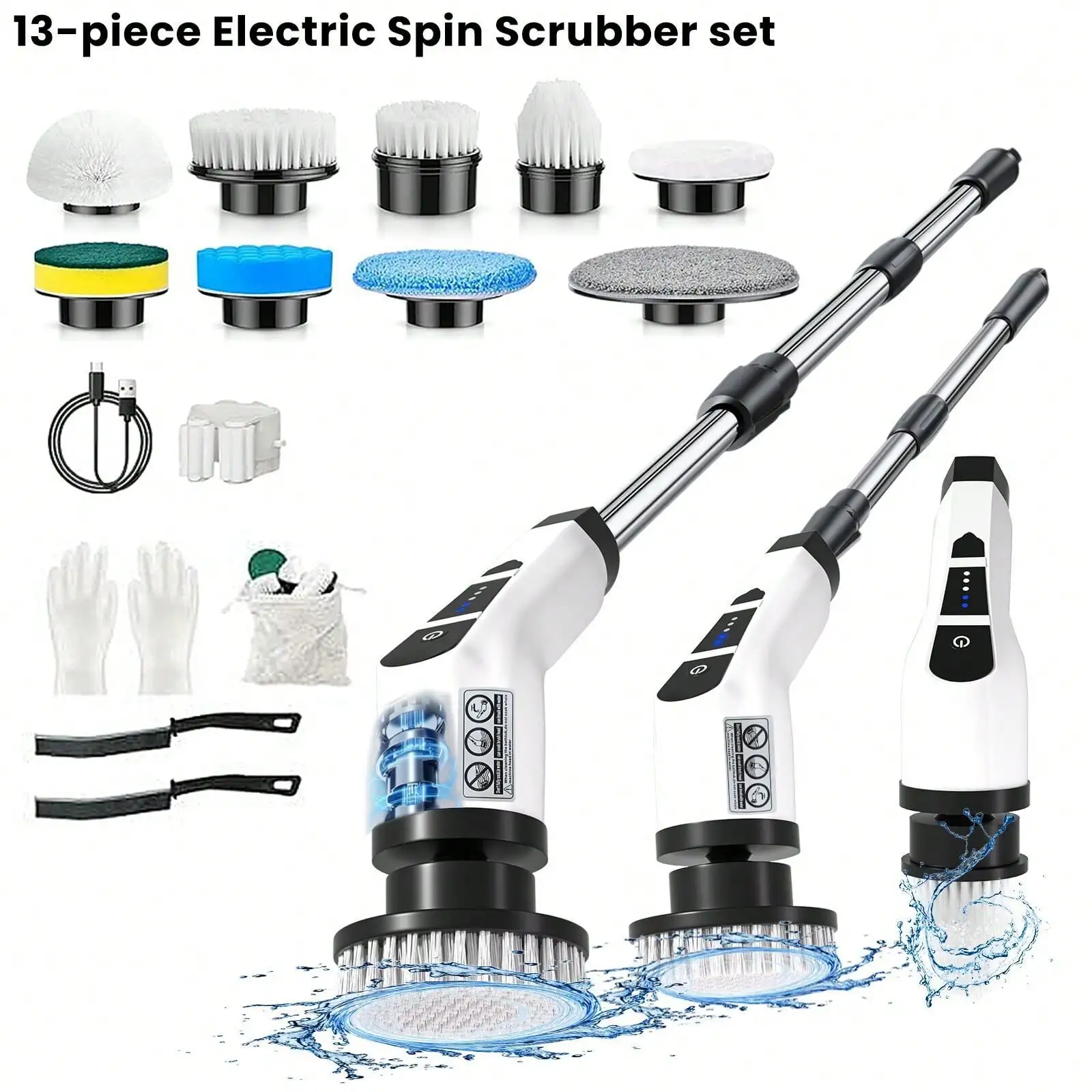 BCWW Electric Spin Scrubber,2500mha Rechargable Cordless Cleaning Brush,IPX7 Bathroom Scrubber Shower Scrubber With 9 Replaceable Brush Head,2 Crevice Cleaning Brus,2 Adjustable Speed For Bathtub Grout Tile Floor