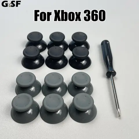 GSF 1Set Black Gray 3d Analog Stick for Xbox 360 Controller Thumbsticks Caps for X box 360 Gamepad Repair Parts with Tool
