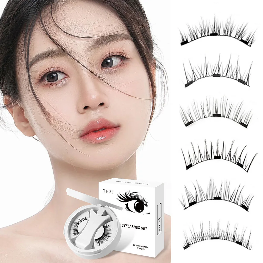 1 Pair 3d Magnetic Eyelashes Kit 3 Seconds To Wear Magnetic Lashes Multi-style Natural False Eyelashes Supplies Reusable