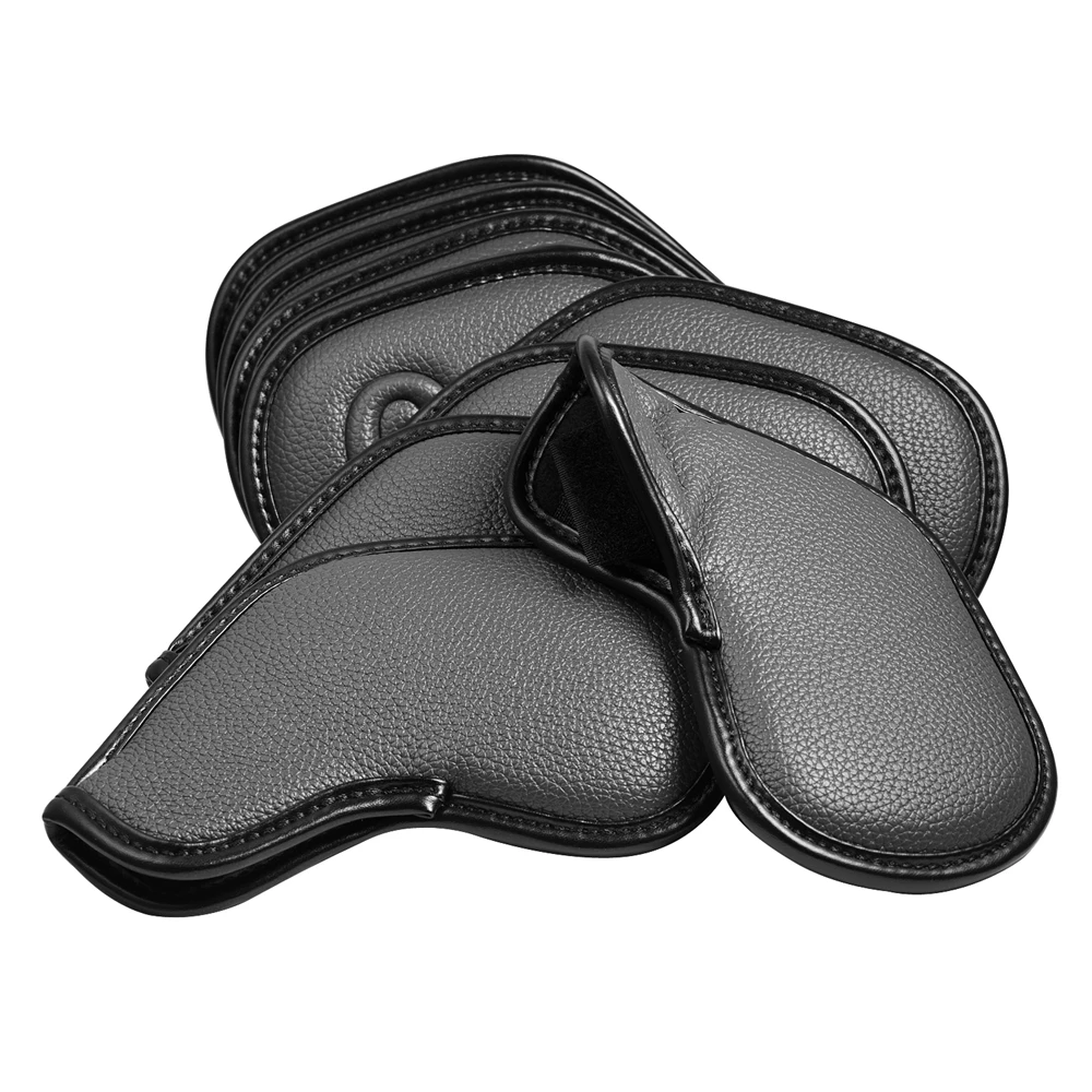 Premium Solid Gray Black PU Leather 4 5 6 7 8 9 P A S  9 pcs Set Golf Iron Covers for Iron Club image 5