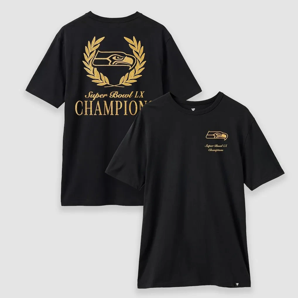 Camiseta Conmemorativa del Campeonato del Super Bowl LX 2026 de los Seattle Seahawks, Unisex, Verano, Nueva, Camiseta de Fútbol Americano para Hombre, 100% Algodón, Manga Corta