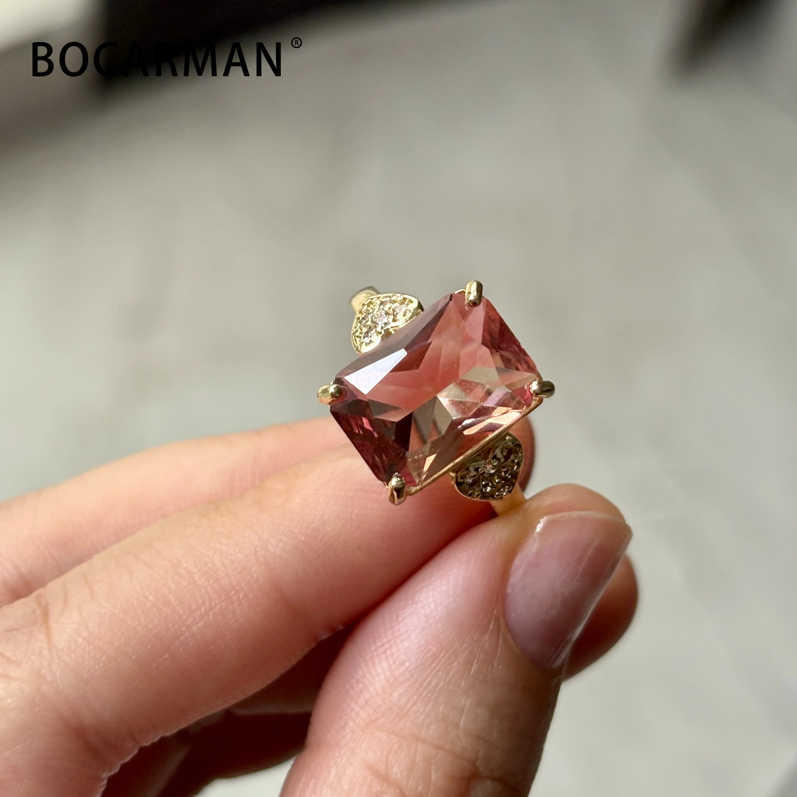 Sultanit-Kupferring für Damen – ovaler und rechteckiger, farbwechselnder Edelsteinring, ändert die Farbe unter Sonnenlicht/LED/Licht von Kerzen – Detail 7