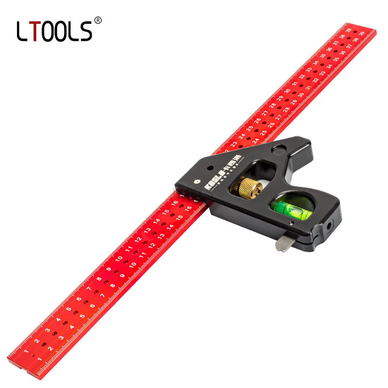 300-400mm Adjustable Combination Square Angle Ruler 45/90 Degree with Bubble Level Multifunctional Gauge Measuring Tools