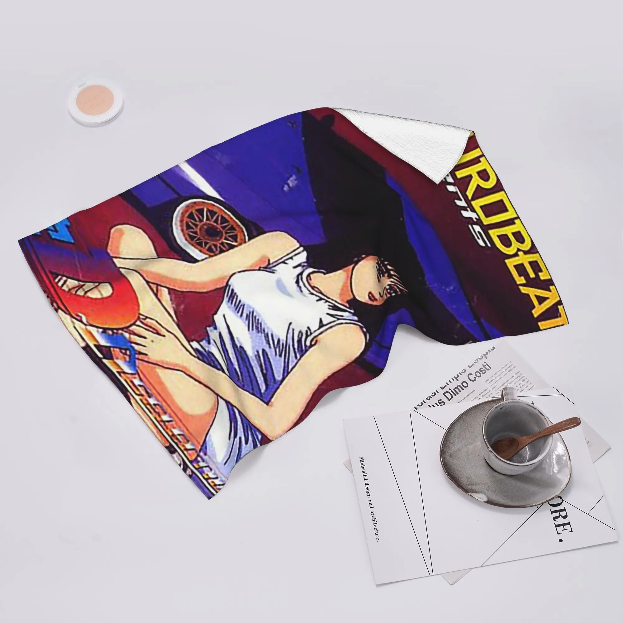 Custom Initial D Mako Super Eurobeat Anim Soft Face Towel Quick Dry Pool Bath Cotton Towels Absorbent