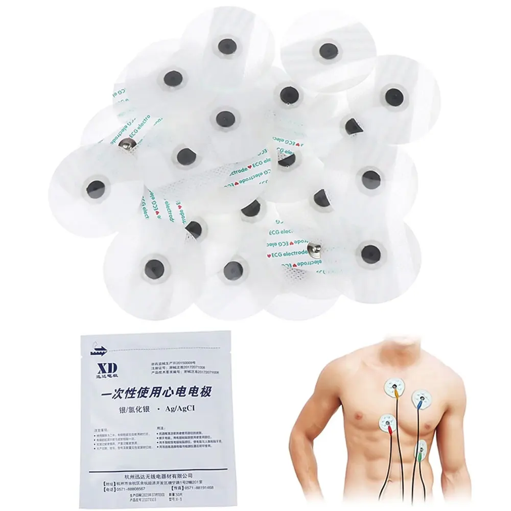 

50Pcs ECG Electrodes Medical Disposable Electrode Patch EKG Accessories Non-woven Disposable Electrode Patch EKG Accessories