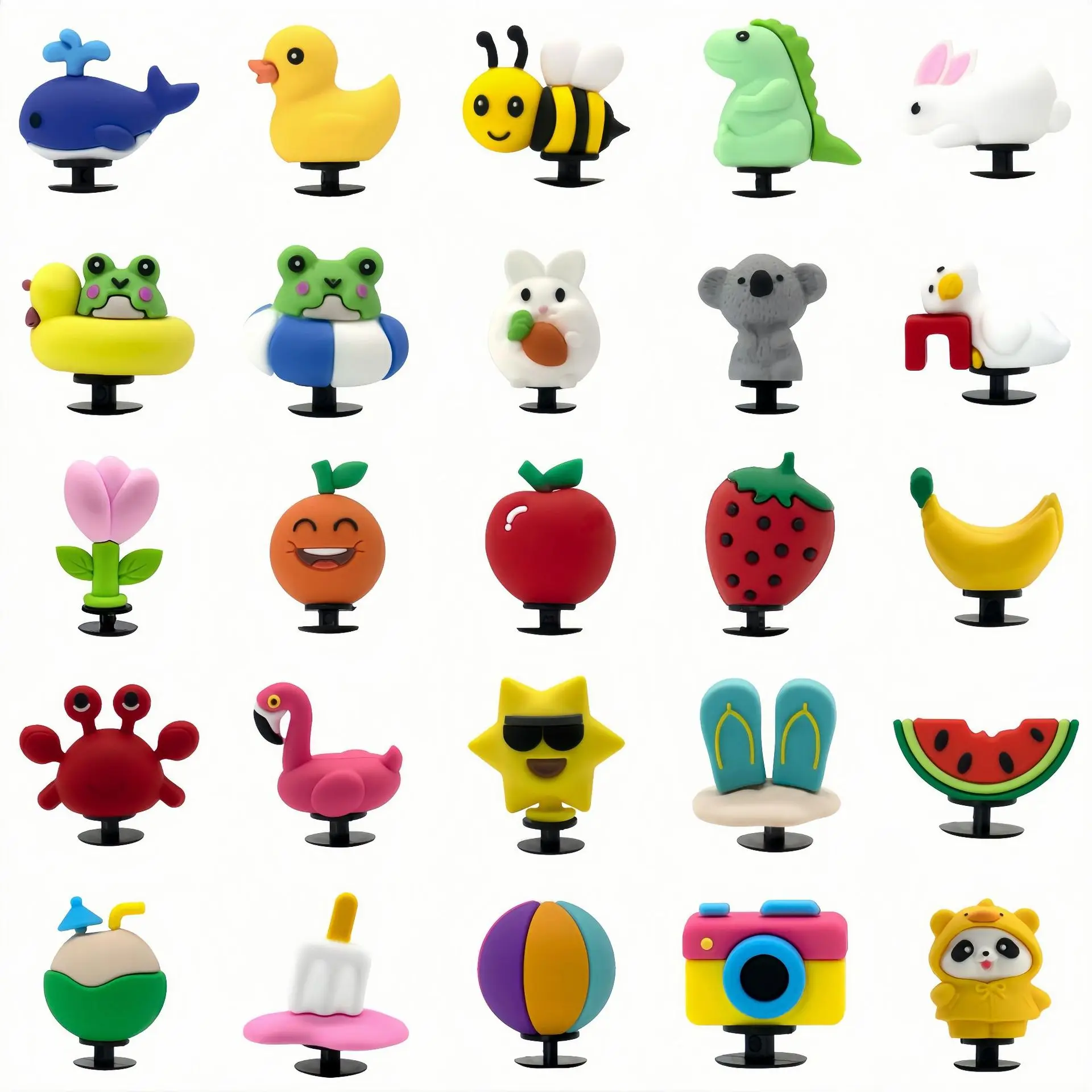 Cute 3D Cartoon Animal & Fruit Shoe Charms Detachable Shoe Buckles DIY Decorative Accessories For Garden Clogs Hole Shoes